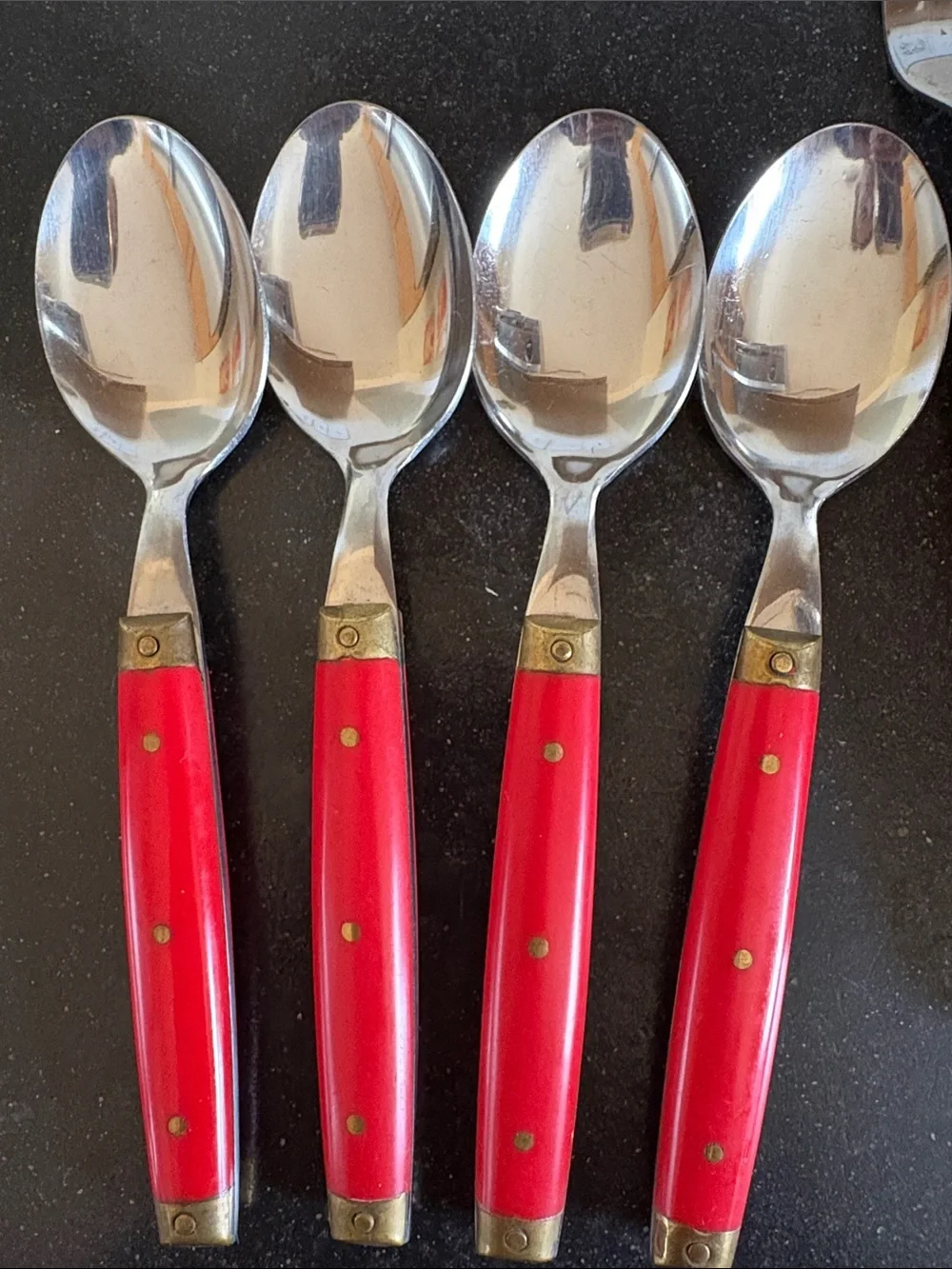 Vintage Red Enamel Stainless Steel Flatware made in Japan